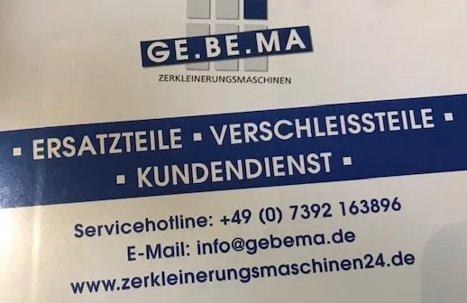 GE.BE.MA spare parts, wear parts, customer service
